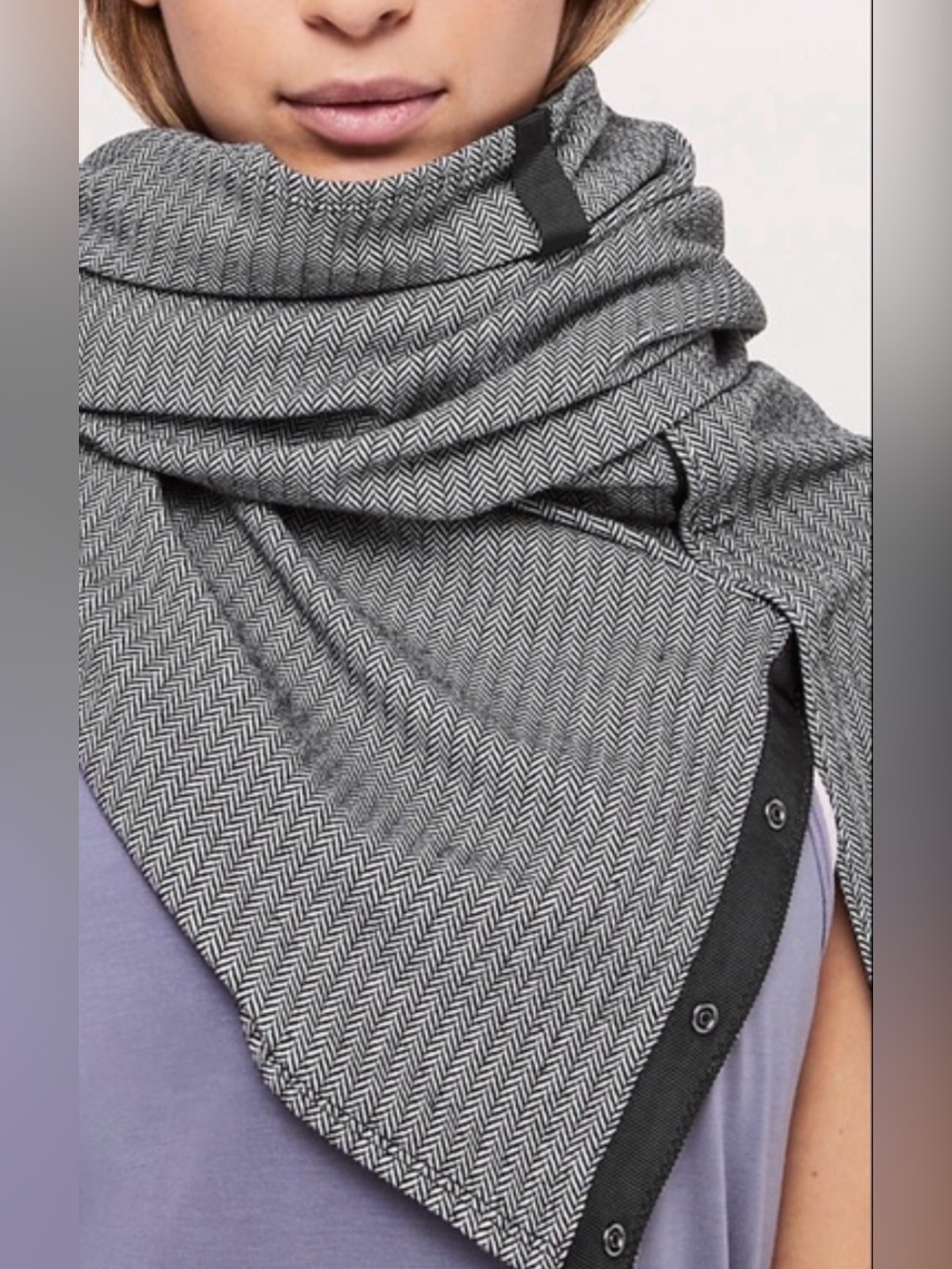 Lululemon Scarf Womens Gray Herringbone Vinyasa Wrap Shawl